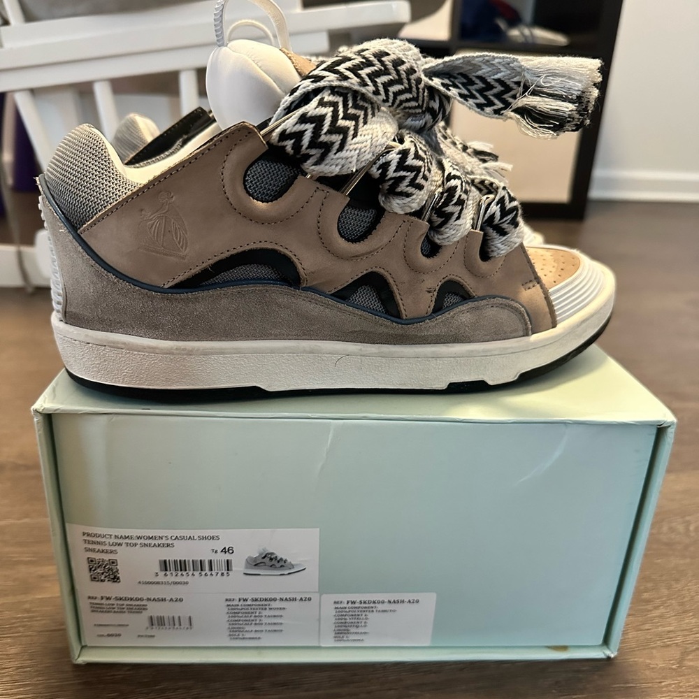 Lanvin Curb Sneakers Grey/Black & White